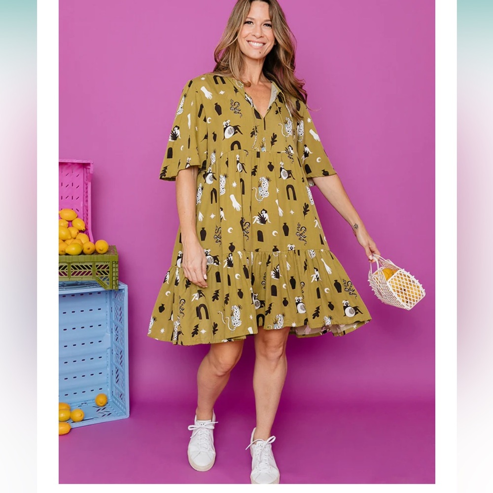 EWC Mata Traders Adelaide dress in Olive Curios